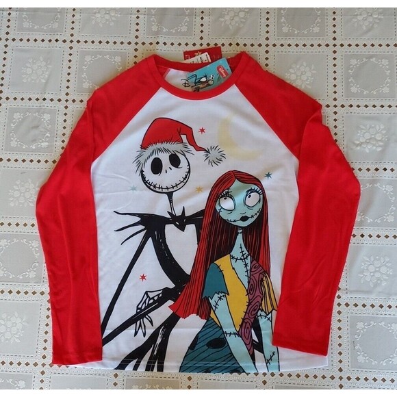 Jack Skellington Disney Women's Pajama Top Nightmare Before Christmas Small NEW - Picture 1 of 2